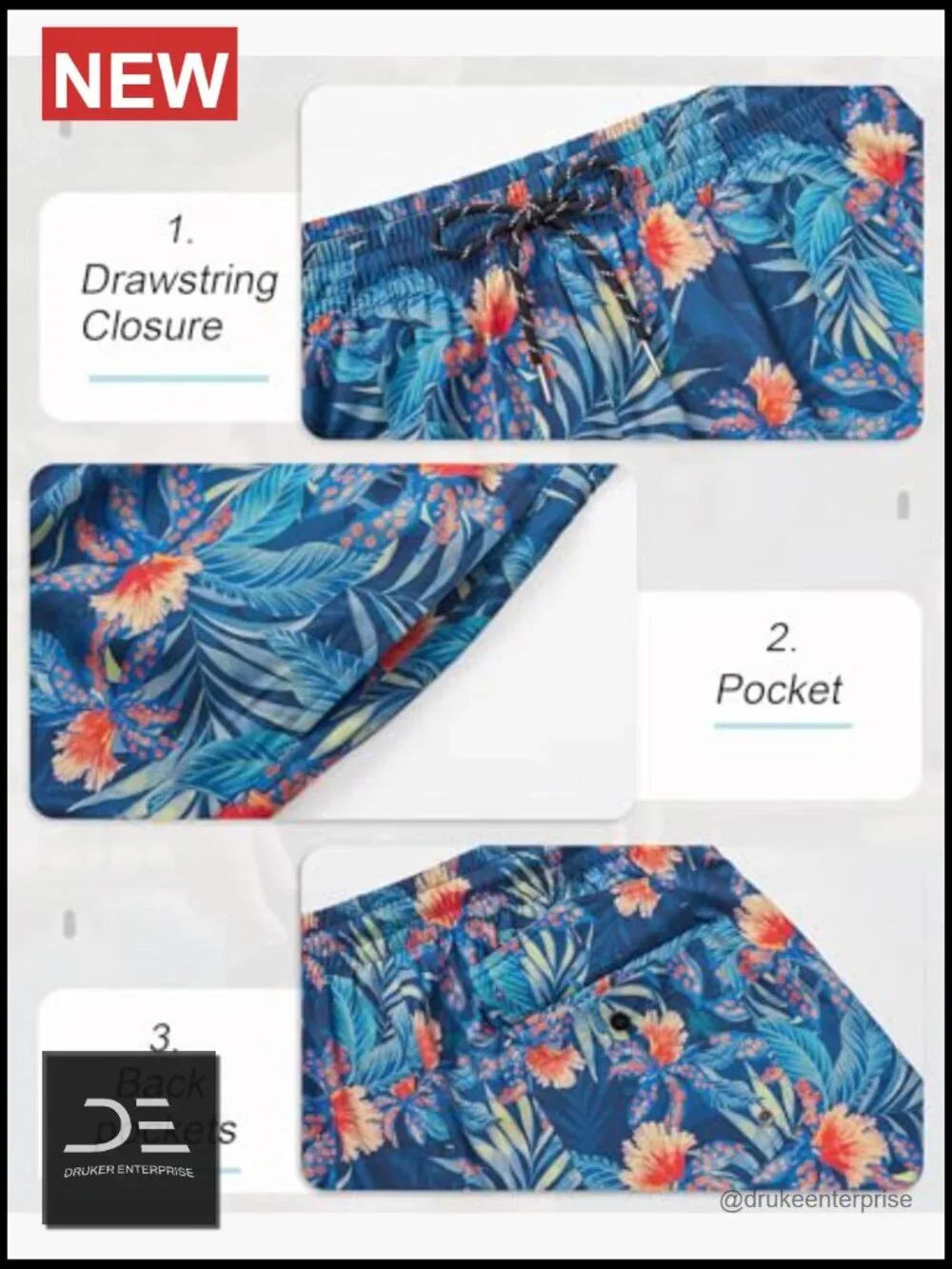 Mens 5 Inch Swim Trunks with Compression Liner Quick Dry 2 in 1 Pockets